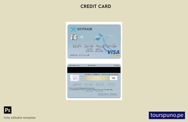 lista para imprimir plantilla de tarjeta visa bancaria Keytrade de Bélgica